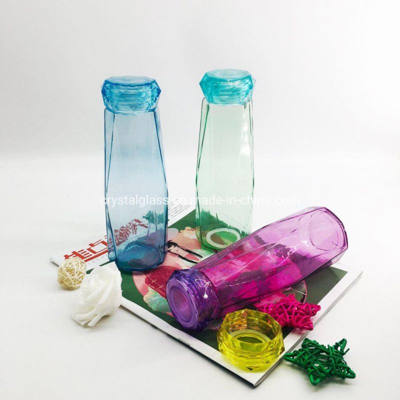 420ml /14oz Crystal Color Glass Water Bottle for Wholesales