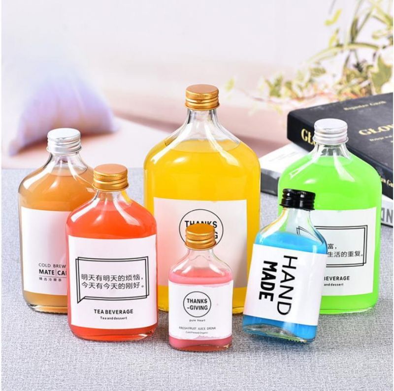 Hot Sell Glass Beverage Juice Bottle with Screw Metal Cap