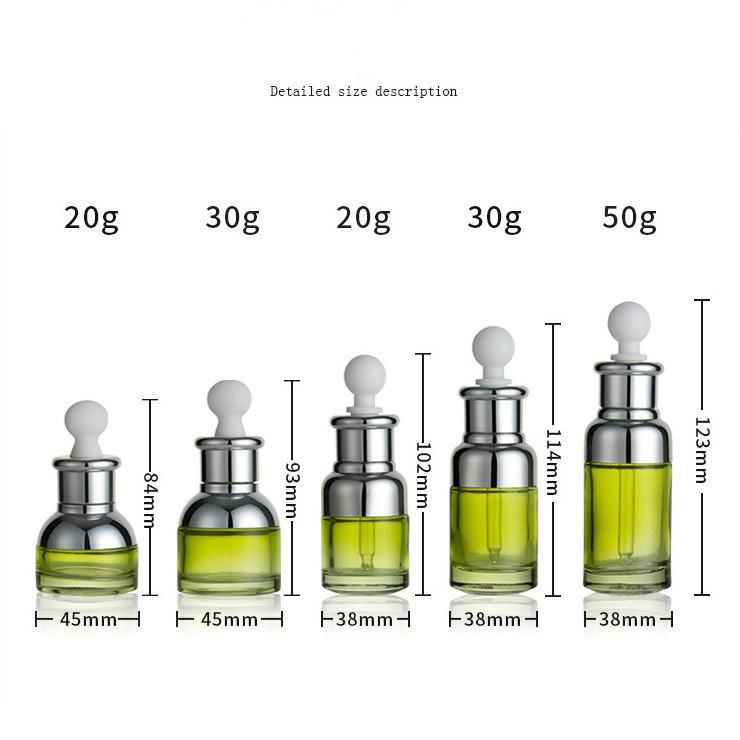 20ml, 30ml, 50ml Essential Oil Bottle Glass Dropper Bottle with Aluminum Cover on The Shoulder