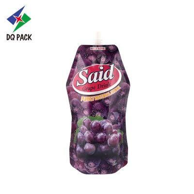 Dq Pack Custom Printed Mylar Bag Reusable Liquid Spout Pouch Packaging Bag Stand up Pouch with Spout for Juice Packaging