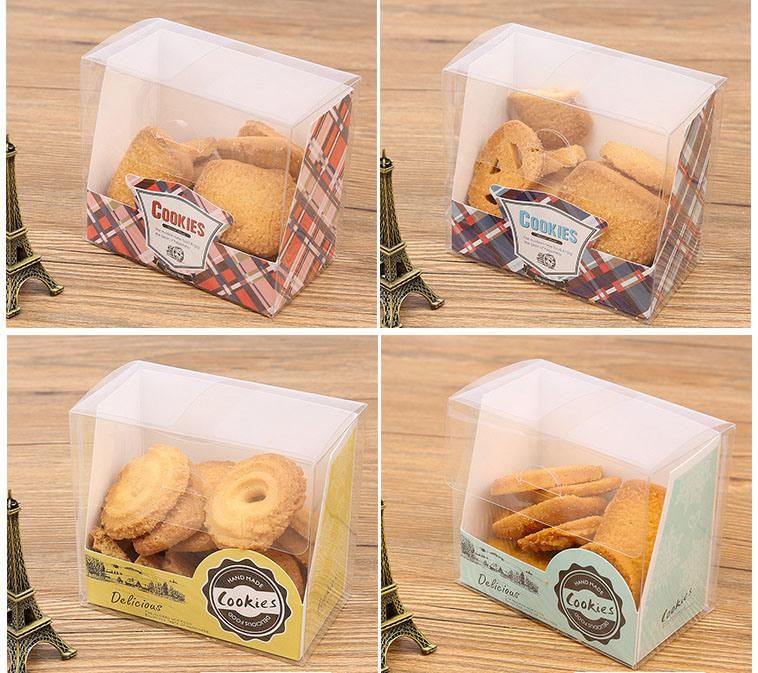 Custom PET Folding Plastic Cookie Packaging Box With Paper Card