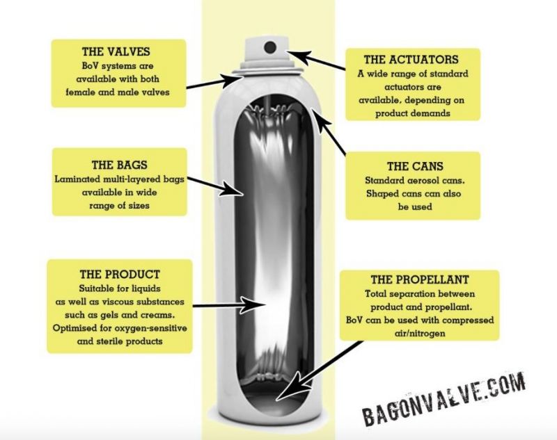 Empty Aluminum Spray Can with Bag on Valve