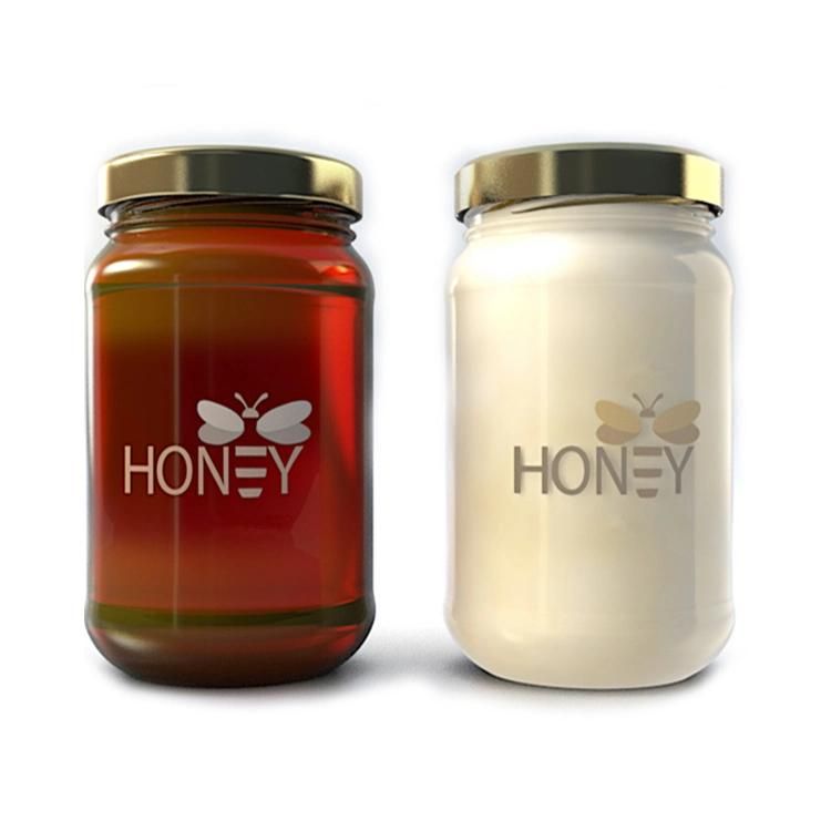 12oz 8oz 16oz Round Clear Cylinder Wide Mouth Honey Glass Food Storage Jar with Screw Lid