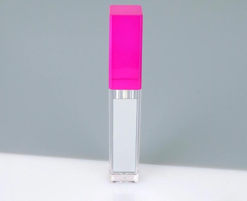 High Tech 6ml New Arrival Pink Top with LED Light Transparent Tubes Clear Plastic Lip Gloss Packaging Lip Gloss Tubes with Mirror