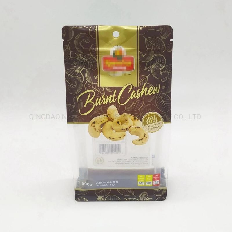 Flat Bottom Plastic Zipper 500g Cashew Nuts Packaging Bags