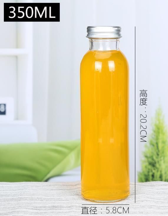 350ml Cold Tea Glass Juice Beverage Bottle Milk Tea Bottle Enzyme Bottle with Lid