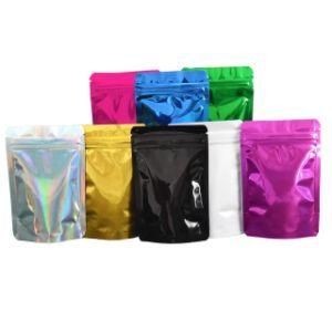 Ziplock Food Snack Packaging Stand up Glittering Bag Pouches Aluminum Foil Food Grade Plastic Storage Bags Smell Proof Clip