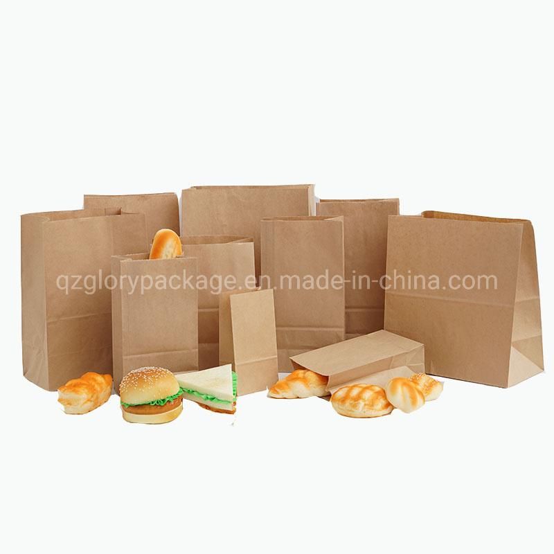 Wholesale Flat Bottom Take Away Brown Kraft Paper Bag