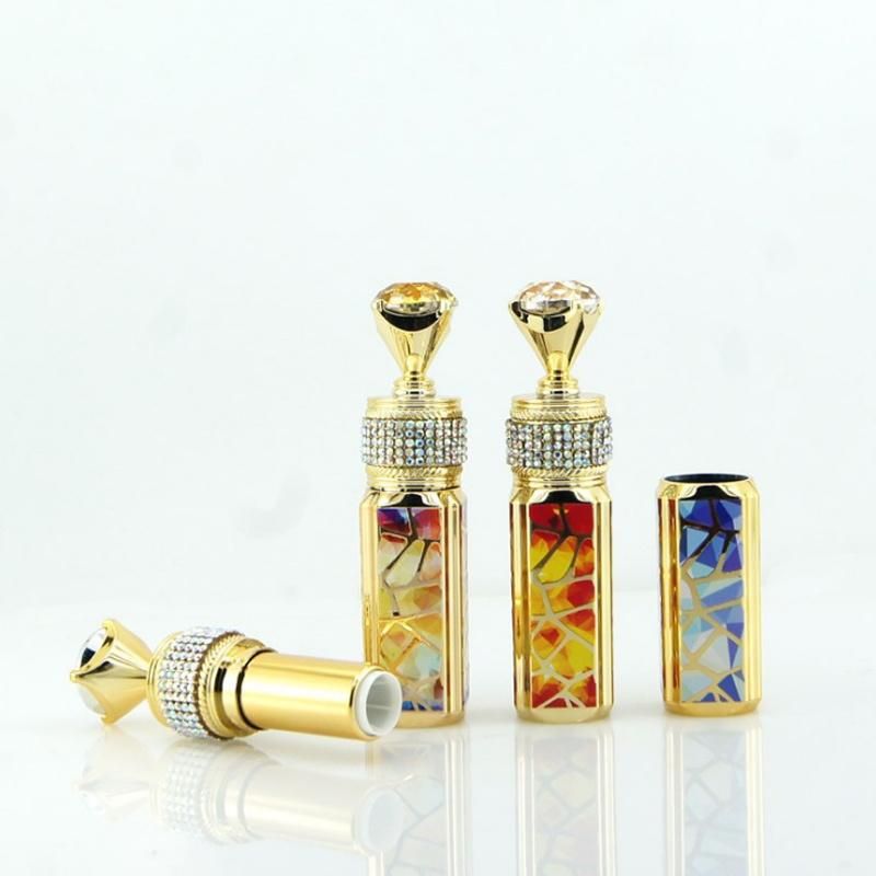 4.3G in Stock High Quality Luxury Diamond Electroplated Gold Empty Lip Balm Container Lipstick Tube