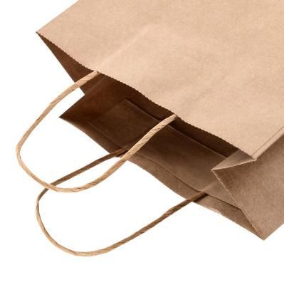 High Quality Brown Kraft Paper Recycled Food Packaging Carry Bag with Handles for Packing Shopping