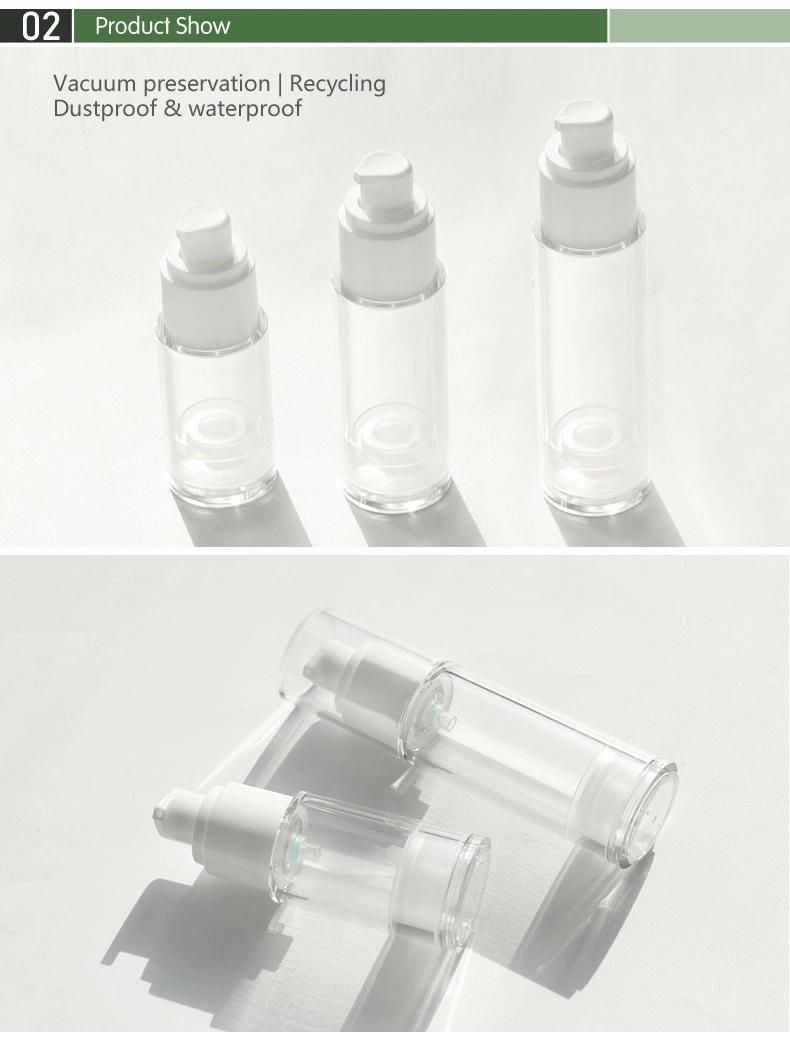 in Stock! 50ml Plastic Pet Airless Cosmetic Lotion Bottle with Normal Lotion Nozzle