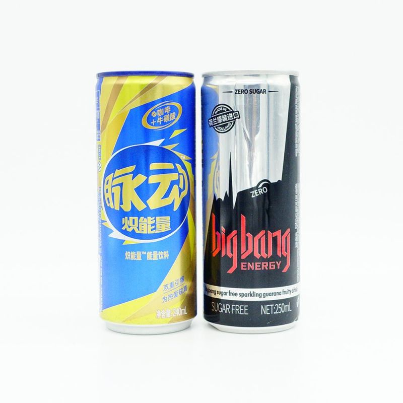 Slim 250ml Cans and Lids for Energy Drink