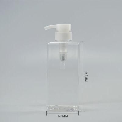 Square Shampoo Bottles Dispenser Liquid Soap Packaging Plastic Shampoo Bottle with 580ml Capacity