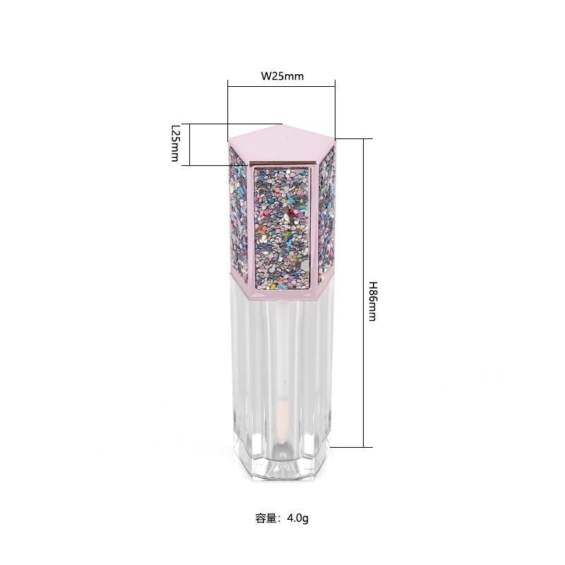 Wholesale Empty Lipgloss Tube Packaging Rose Gold Silver Cosmetic Containers Lip Gloss Containers Tube with Rhinestone