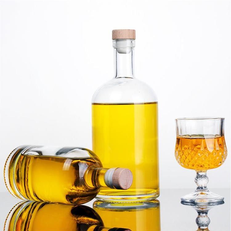 Wholesale Vodka 100ml 200ml 500ml 750ml Round Glass Bottles with Cork