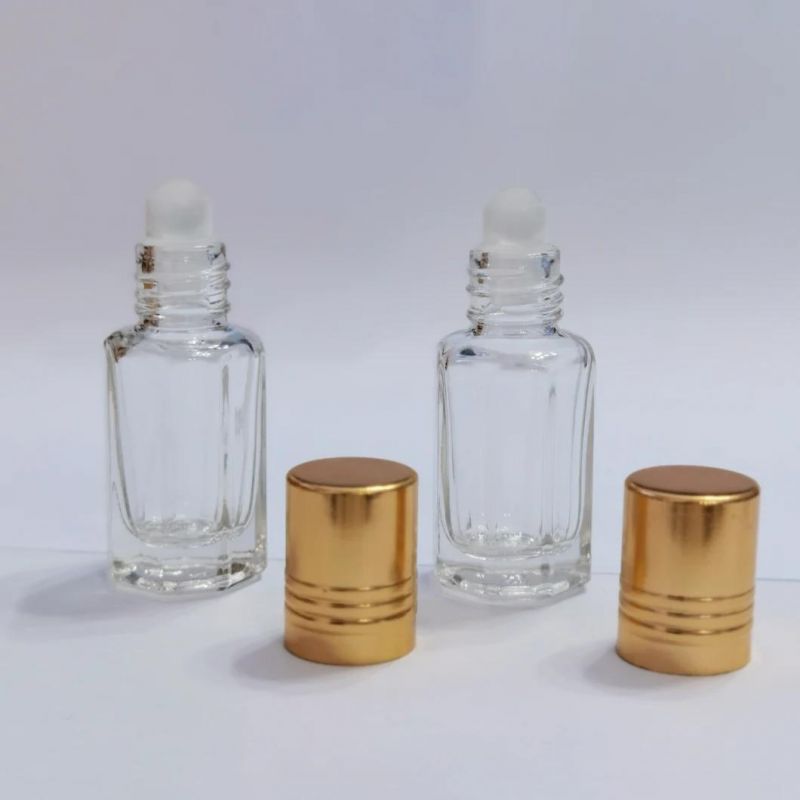 10ml Transparent Glass Ball Bottle Essential Oil Bottle Octagonal Ball Bottle with Gold Cap