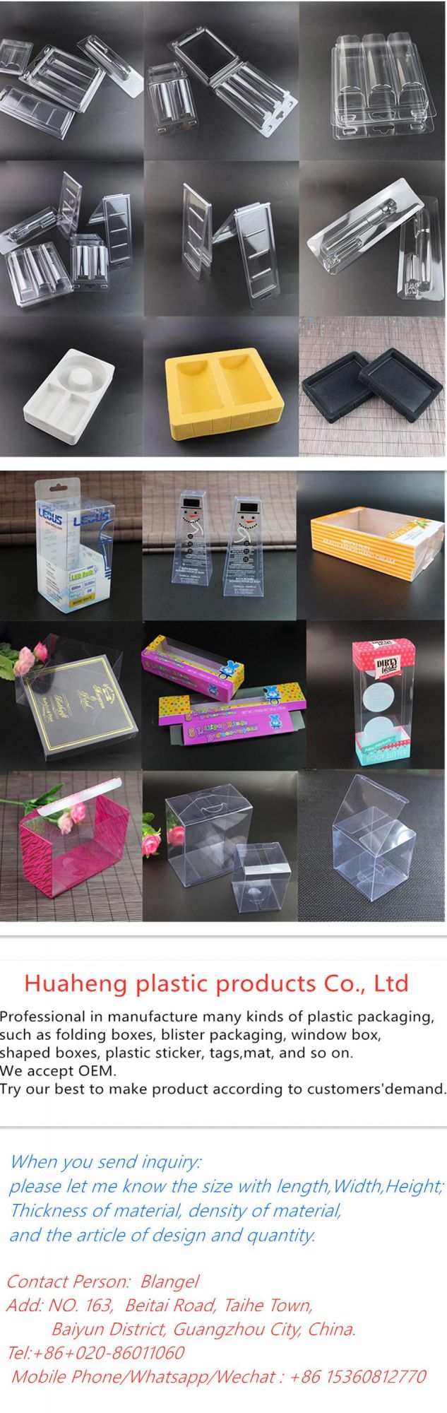 OEM Plastic PVC Gift Cosmetic Custom Packaging Blister Tray