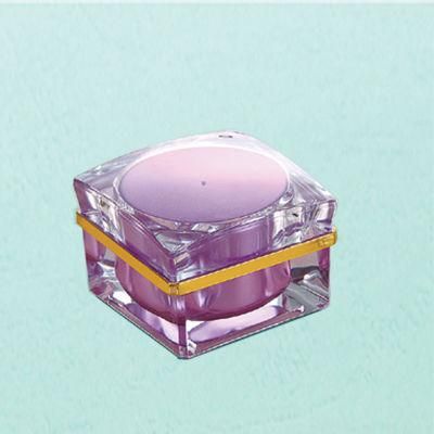 5g 10g Square Empty Plastic Jar with Gold Metalic Rim