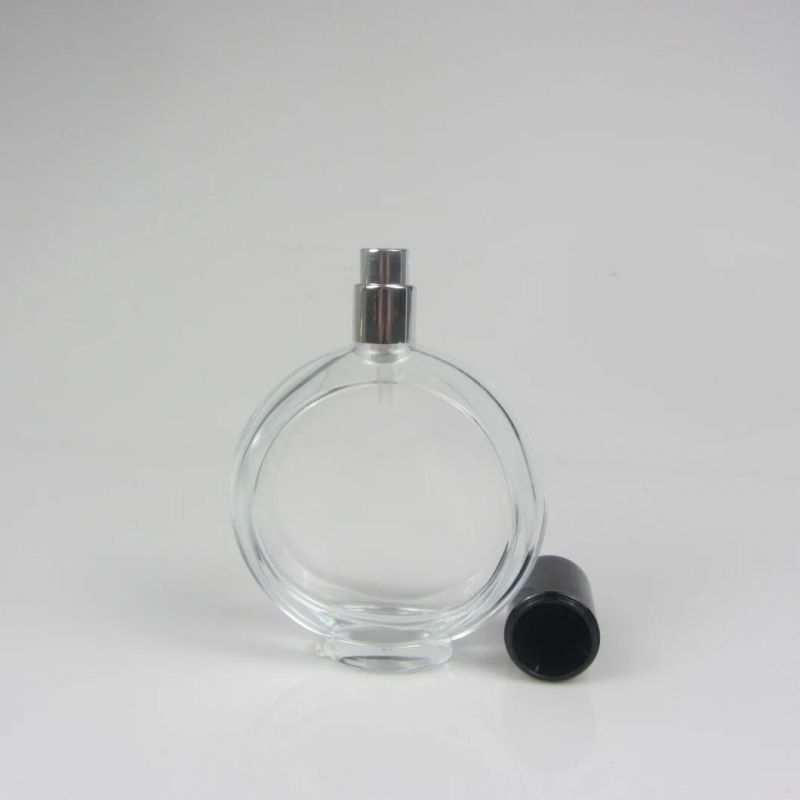 Custom Transparent Round Glass Perfume Spray Bottle 100ml