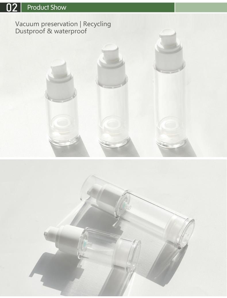 in Stock! 30ml Plastic Pet Airless Cosmetic Lotion Bottle Cream Pump with Normal Lotion Nozzle