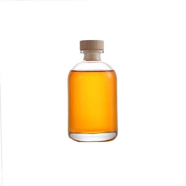 250ml 350ml 500ml Round Short Beverage Juice Water Whiskey Glass Bottle with Cork