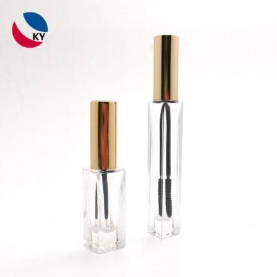 New Concept Cosmetic Container 5ml 10ml Clear Transparent Square Shape Glass Eyelash Serum Eyebrow Bottle Empty Mascara Lipglosstube Packaging