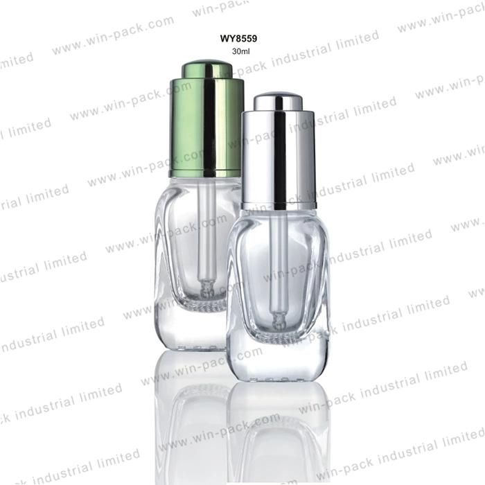 Winpack Hot Product Luxury Square Thick Bottom Cosmetic Glass Dropper Bottle for Skincare 30ml