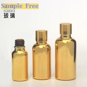 Spot UV Gilded Essential Oil Glass Bottle 20ml 30 Ml Electroplating Medicine Bottle 50ml Cosmetics Electroplating Bottle