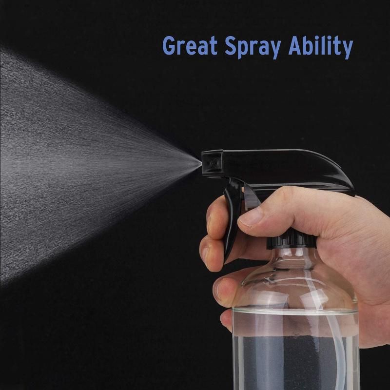 500ml 16oz Boston Round Clear Hand Wash Cleaning Trigger Glass Spray Bottle with Trigger Sprayer