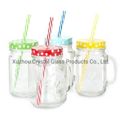 350ml 480ml Beer Mug Beverage Cup Beer Glass Mason Jar with Handle