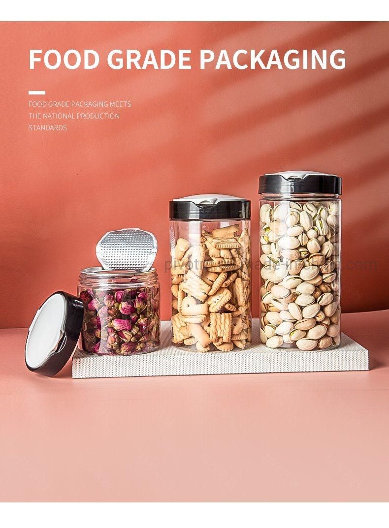 420ml Plastic Pet Custom Aluminum Cap Transparent Packaging Bottle Jars for Food Nuts Candy Cosmetic Perfume