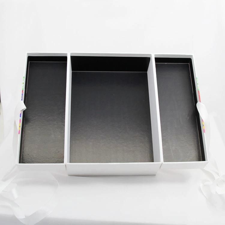 Custom Fine Quality Luxury Cardboard Magnetic Closure Flip Gift Boxes with Ribbon