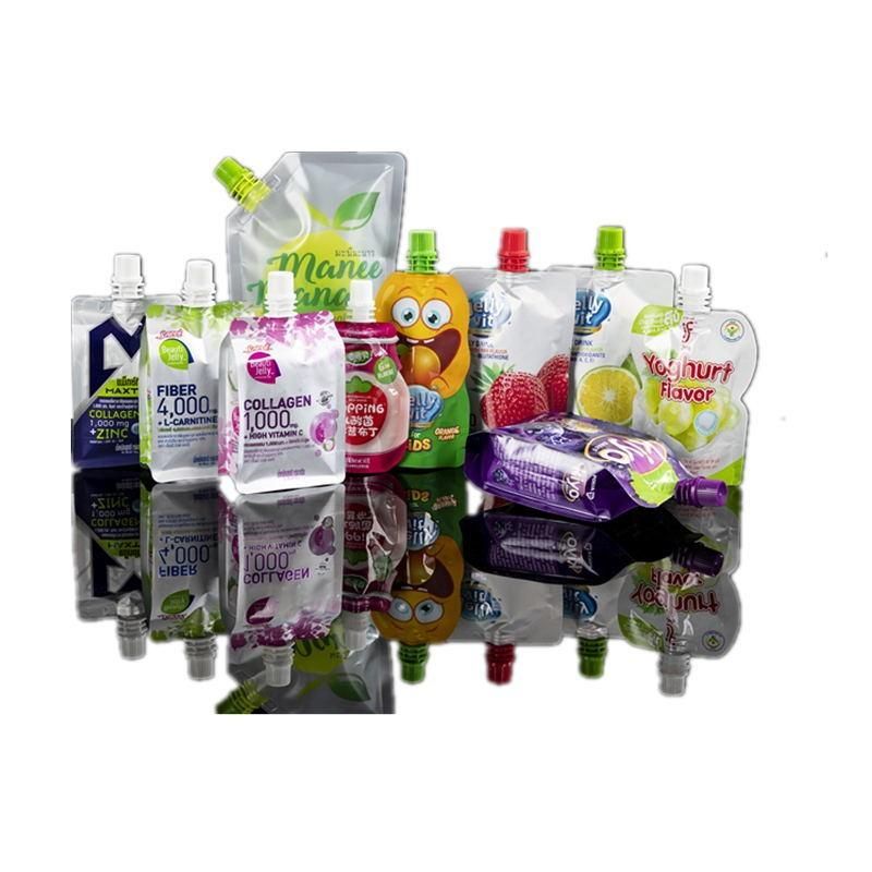 Suction Nozzle Plastic Screw Cap Beverage Packaging Upright Bag with Spout Degradable Refilled Reusable Organic Food Packaging Bag