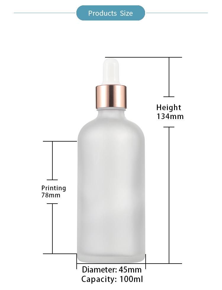 10ml 20ml 30ml 50ml 100ml Frosted Transparent Glass Dropper Bottle Glass Bottle with Rose Gold Dropper