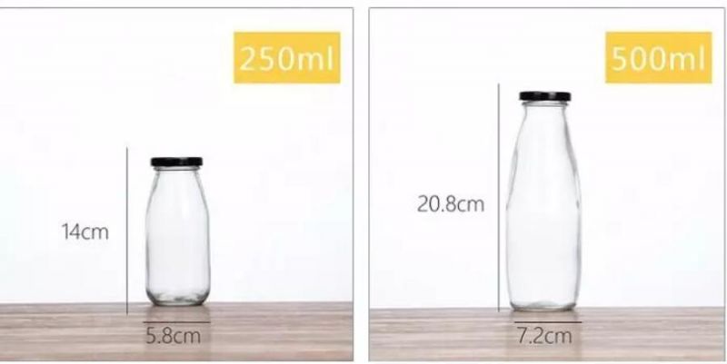 500ml Round Shape Glass Milk Bottle with Screw Plastic Cap