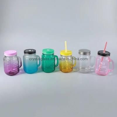 350ml Colored Embossed Ice Cold Beer Mug Frosted Glass Juice Drinking Cup with Handle