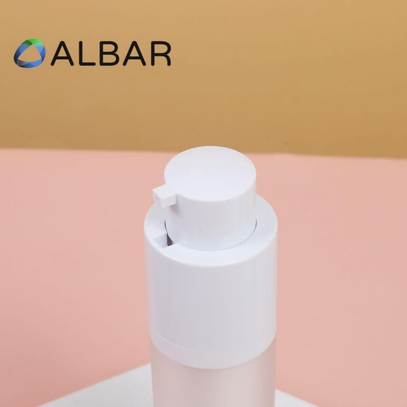 Round Double Layer White Frosted Matte Airless Plastic Bottles for Body and Skin Care