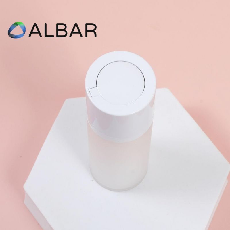 Round Double Layer White Frosted Matte Airless Plastic Bottles for Body and Skin Care