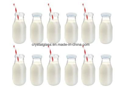 300ml Milk Juice Bottle with Metal Lid and Straw