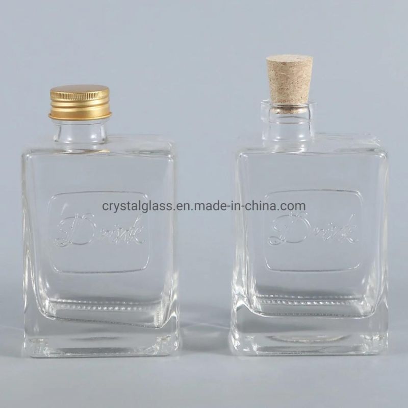 280ml Wine Bottle Perfume Bottle with Flat Square Slanting Mouth with Cork or Screw Cap