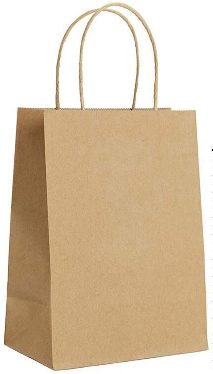 Recycled Brown/White Kraft Paper with Logo Printing Take Away Food Package Bag with Twist Handle