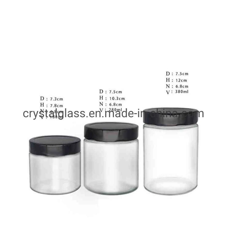 2oz 4oz 8oz 16oz 32oz Straight Side Empty Clear Glass Food Jar for Honey Jam Storage with Plastic Twist off Cap