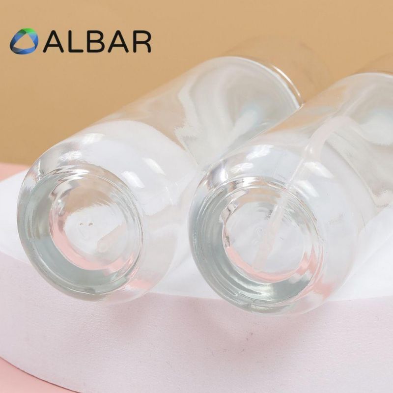 Thick Bottom Clear Crystal Packing Glass Bottles with Silver Caps Press Pumps