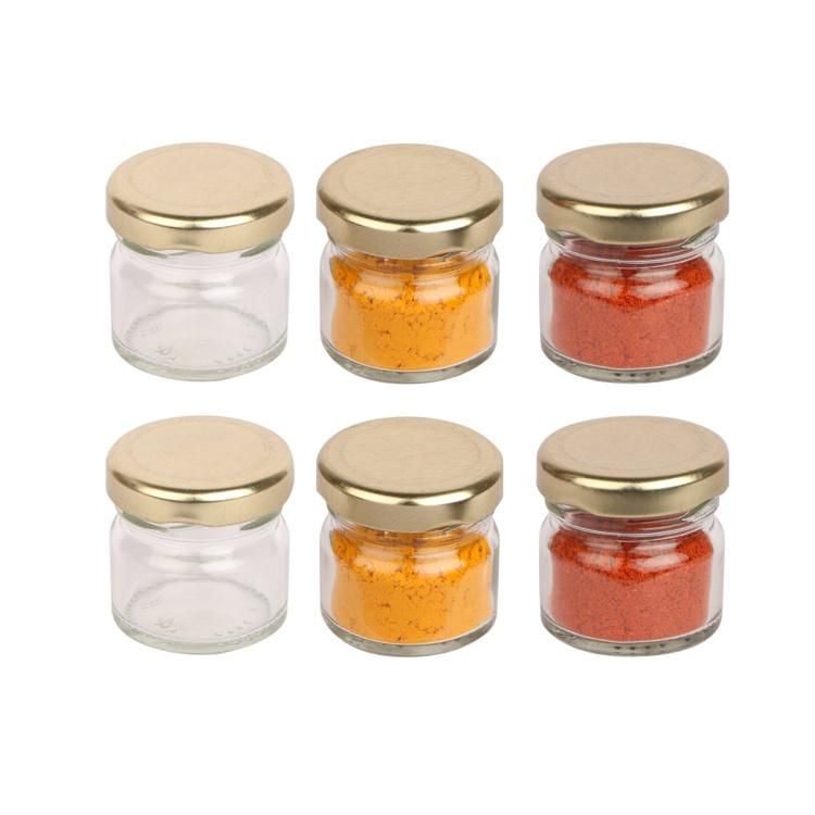 Mini Empty Round Clear Glass Honey Jam Container Jar with Sealing Lid 25ml 30ml