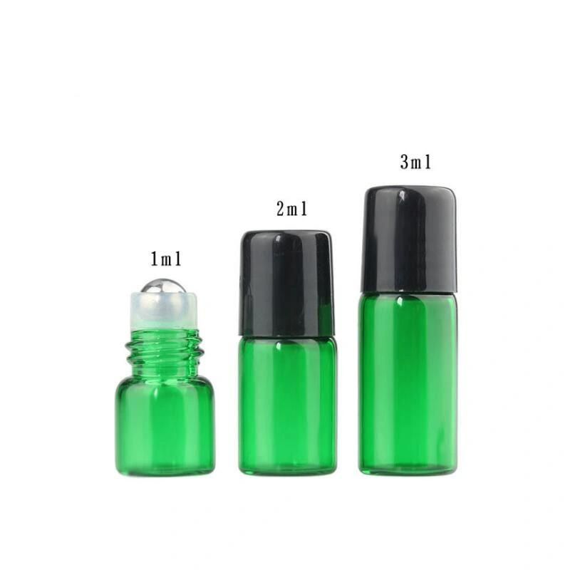 1 2 3ml Glass Roll on Bottles Aromatherapy Essential Oil Roller Bottles with Black Cap Mixed Bottle Color