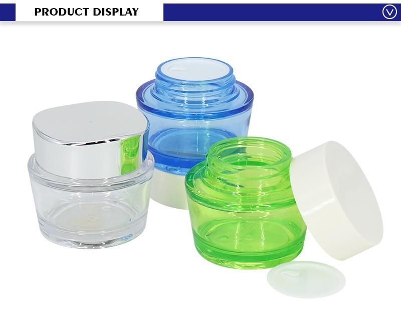 Hot Selling Transparent Blue Green 50ml Pet Plastic Jars for Cream