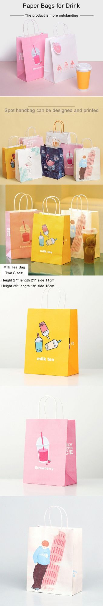 Custom Printed Kraft Paper Bag Food Takeaway Packing Paper Bread Bag with Christmas Paper Bags for Food Packing