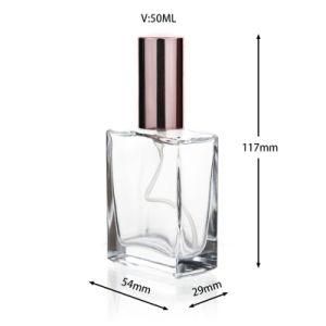 Spot Wholesale 50ml Square High Transparent Glass Perfume Bottle with Customized Logo