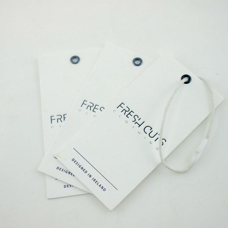 Clothing Cotton String Debossed Logo White Paper Custom Hang Tag