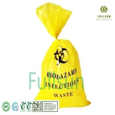 100% Biodegradable Plastic Packaging Hospital Trashbin Bag Compostable Yellow Biohazard Disposable Products Medical Waste Garbage Bag